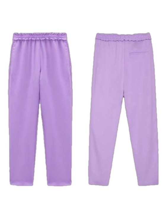 Zara Pants - ZARA Lilac Purple Cropped Pants XS Stretch Elastic Waist Lightweight Pockets